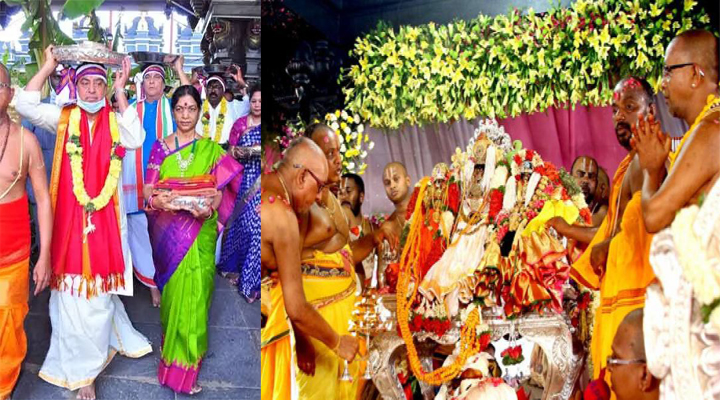 రామయ్యకు పట్టువస్త్రాలు సమర్పించిన మంత్రులు